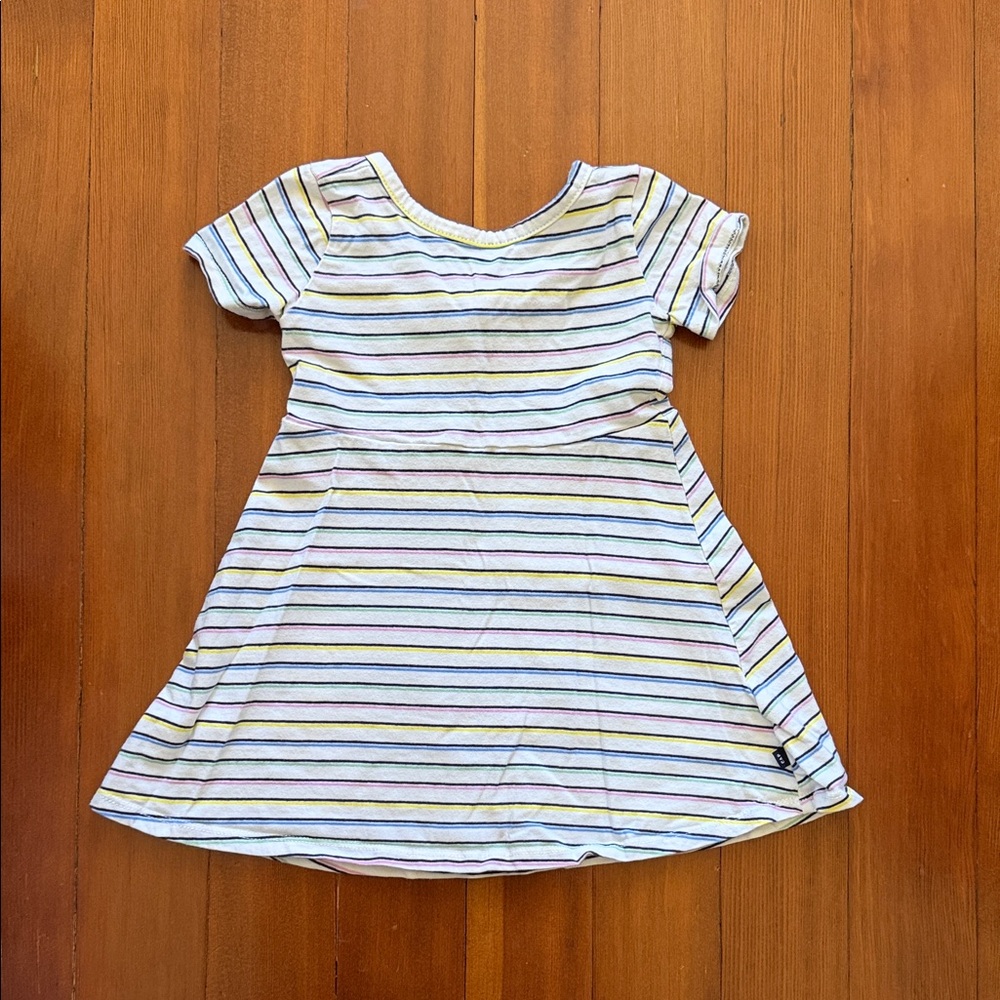 GAP White Tee with Multi Colored Thin Stripes